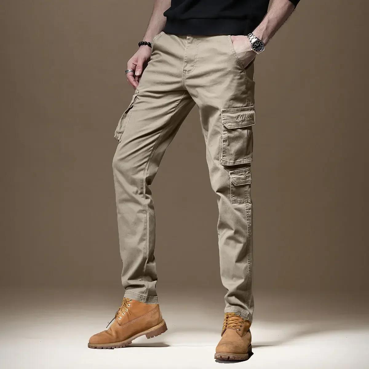 Trousers Man Black Slim Cargo  - Woodworking Brand 评论和价格