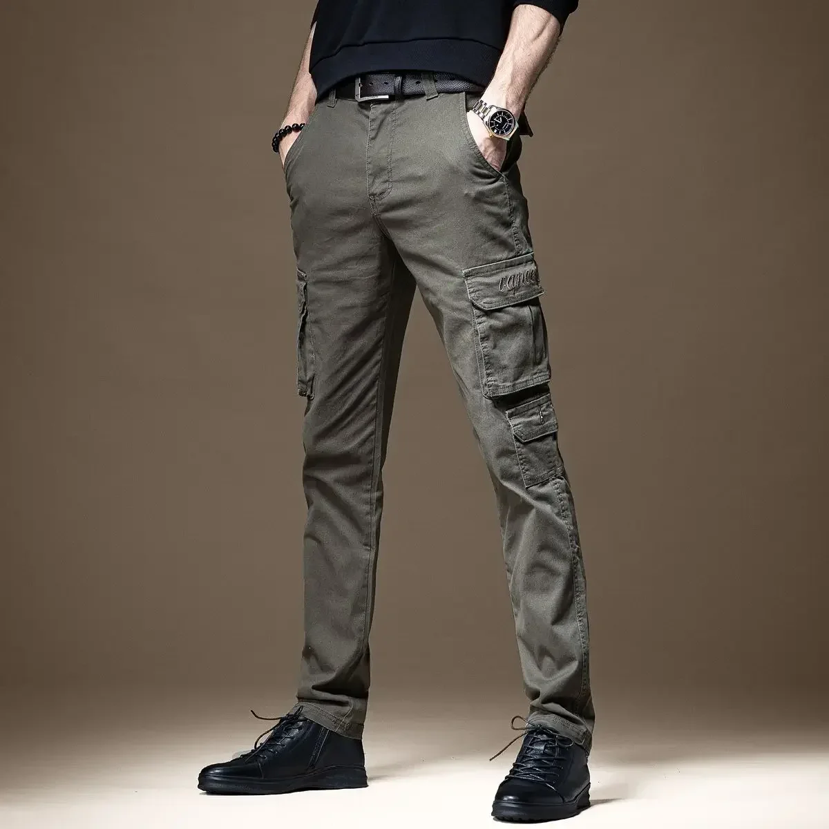 Trousers Man Black Slim Cargo  - Woodworking Brand 评论和价格