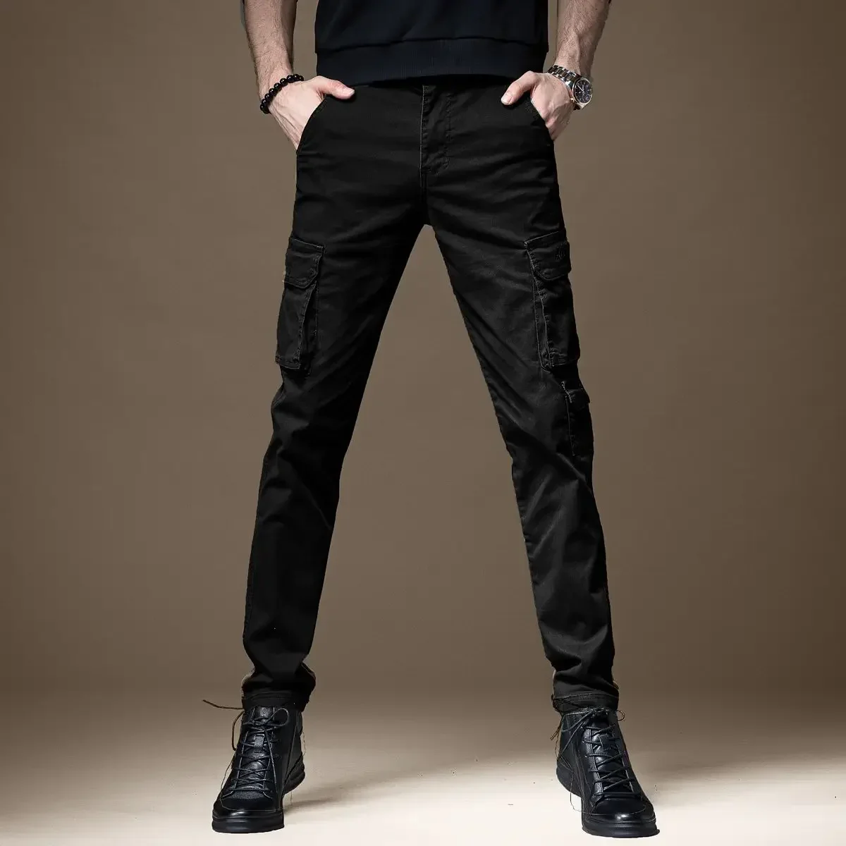 Trousers Man Black Slim Cargo  - Woodworking Brand 评论和价格