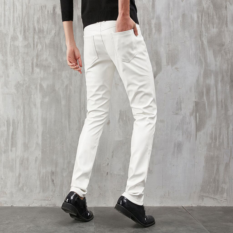 Men's Leather Pants Skinny Fit - Woodworking Brand 评论和价格