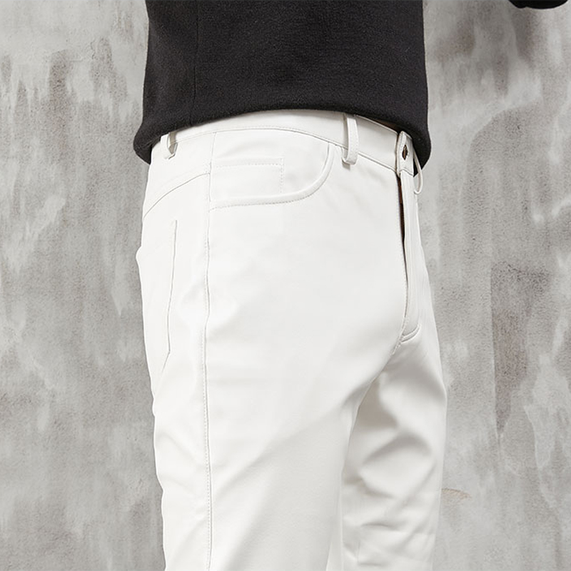 Men's Leather Pants Skinny Fit - Woodworking Brand 评论和价格
