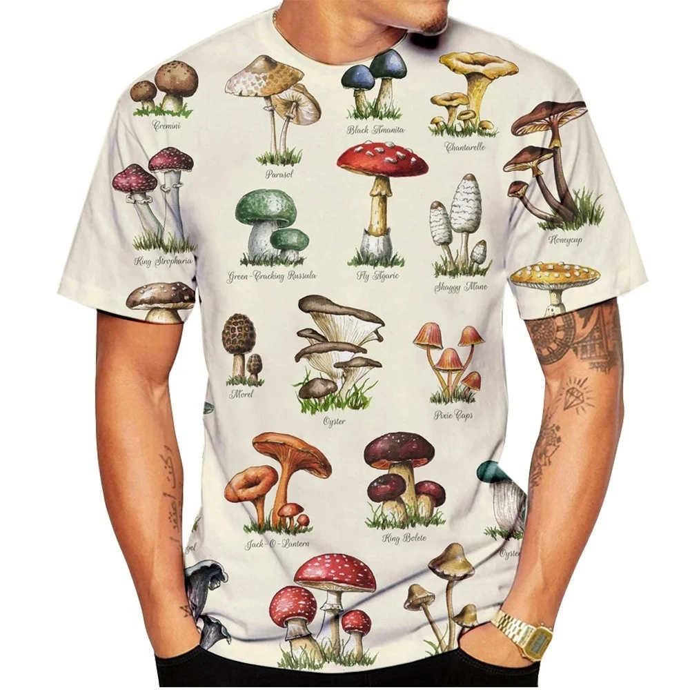 Men T-shirt Retro Mushroom Tee - Woodworking Brand 评论和价格